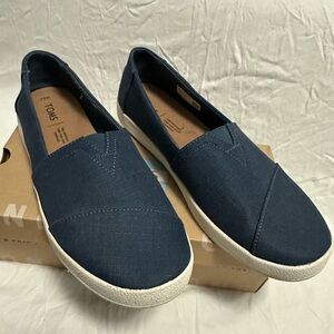 TOMS Dark Blue Canvas Slip-Ons
